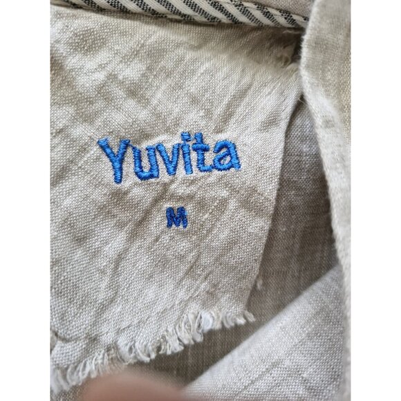 Yuvita Large 100% Linen Lagenlook Tunic Beige/Natural Hoodie Pockets Sz M/Lg - Picture 7 of 10